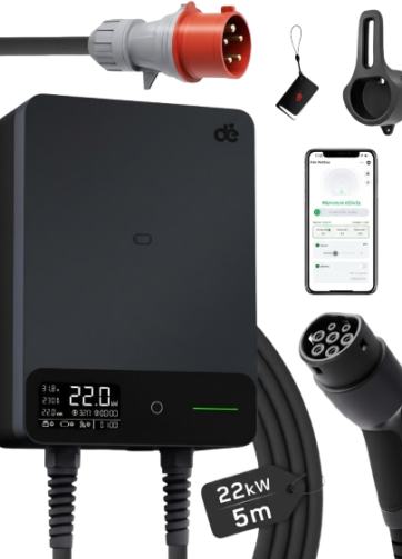 Wallbox 11kW RFID EV Charging Black – Τριφασικός Φορτιστής Ηλεκτρικού Αυτοκινήτου με RFID Μαύρος